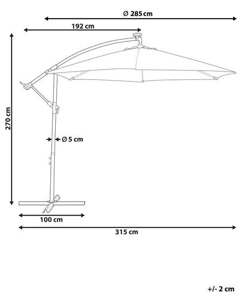 Napernyő LED 285 cm CORVAL Bézs