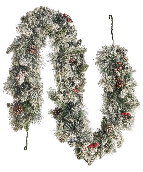 Karácsonyi girland műhóval LED WHITEHORN 180 cm Fehér