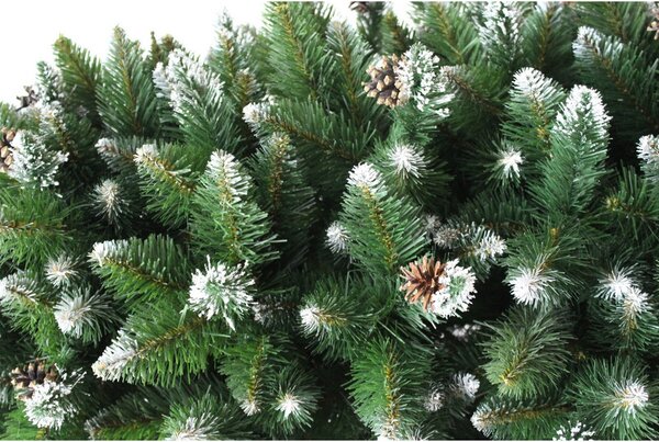 Műfenyő havas ágvéggel, tobozzal díszitve – több méretben rendelhető