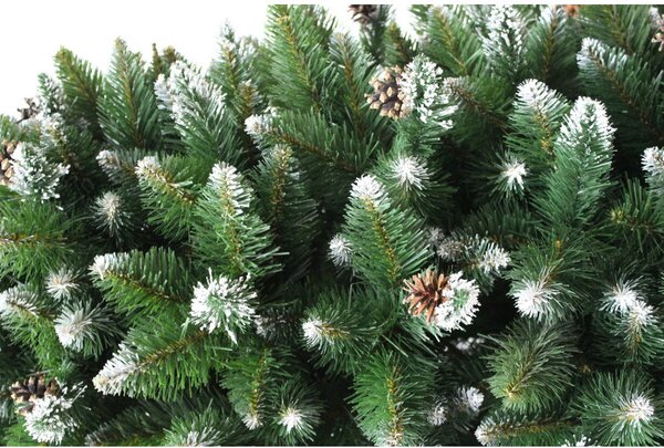 Műfenyő havas ágvéggel, tobozzal díszitve – több méretben rendelhető
