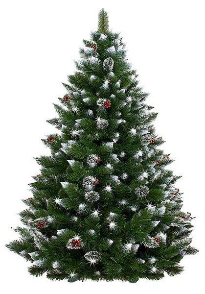 Műfenyő havas ágvéggel, tobozzal díszitve – több méretben rendelhető