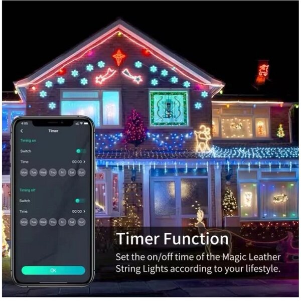 Bluetooth Dreamcolor LED Fényfüzér - Karácsonyi és Party Dekoráció - 10 méter
