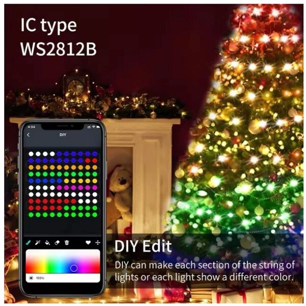 Bluetooth Dreamcolor LED Fényfüzér - Karácsonyi és Party Dekoráció - 10 méter