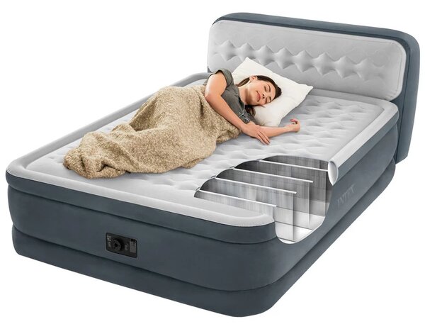 INTEX Ultra Plush felfújható vendégágy fejtámlával és beépített pumpával 152 x 236 x 86 [cm]