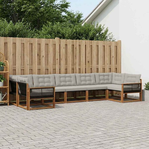 Kültéri kanapé szett 7 pcs Természetes és Világosszürke