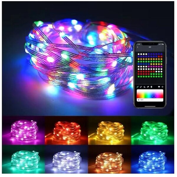 Bluetooth Dreamcolor LED Fényfüzér - Karácsonyi és Party Dekoráció - 10 méter