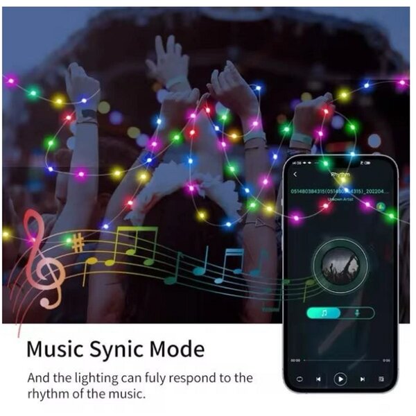 Bluetooth Dreamcolor LED Fényfüzér - Karácsonyi és Party Dekoráció - 10 méter