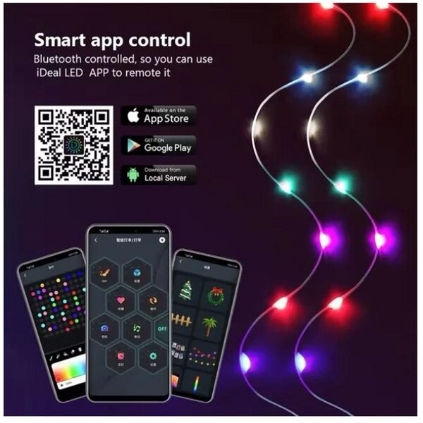 Bluetooth Dreamcolor LED Fényfüzér - Karácsonyi és Party Dekoráció - 10 méter