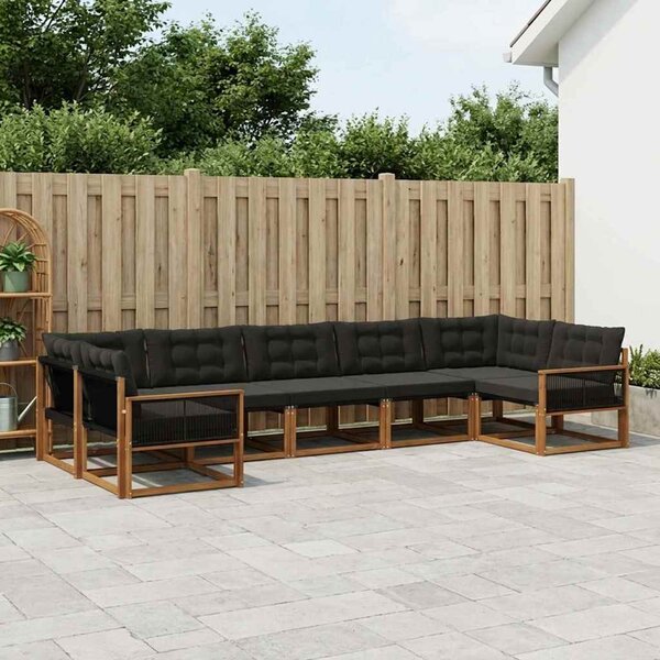 Kültéri kanapé szett párnával 7 pcs Természetes és Fekete