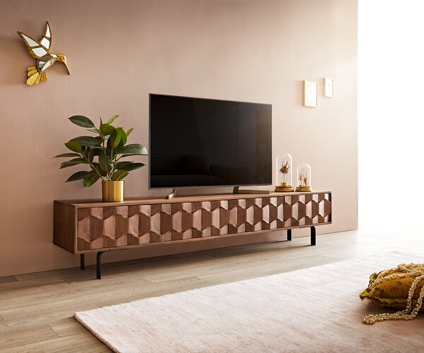 DELIFE TV szekrény Fevo 200 cm akác barna 4 ajtós L láb