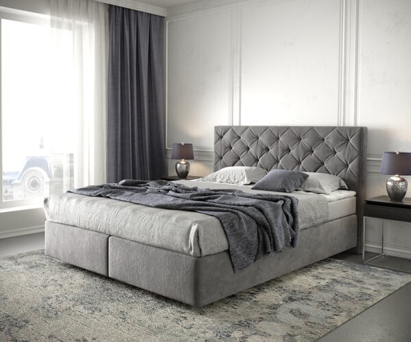 DELIFE Boxspring ágy Dream-Great 160x200 cm mikroszálas taupe matraccal és topperrel