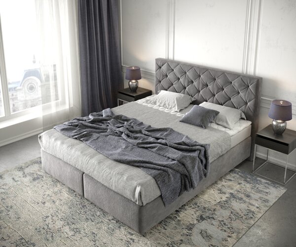 DELIFE Boxspring ágy Dream-Great 160x200 cm mikroszálas taupe matraccal és topperrel