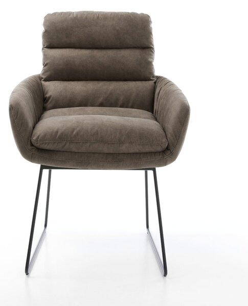 DELIFE Étkezőszék Abelia-Flex karfás mikroszálas taupe vintage fekete vékony lábazattal