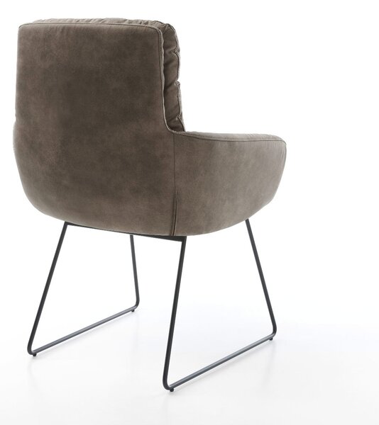 DELIFE Étkezőszék Abelia-Flex karfás mikroszálas taupe vintage fekete vékony lábazattal