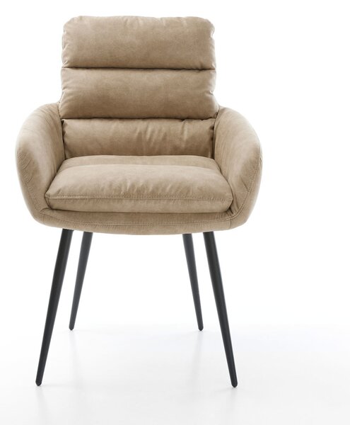 DELIFE Étkezőszék Abelia-Flex karfás mikroszálas bézs vintage 4 lábú kúpos fekete