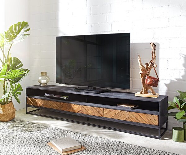 DELIFE TV szekrény Famke 200 cm mango teak 2 rekesz 3 fiók