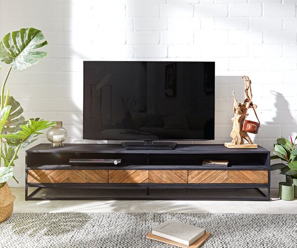 DELIFE TV szekrény Famke 200 cm mango teak 2 rekesz 3 fiók