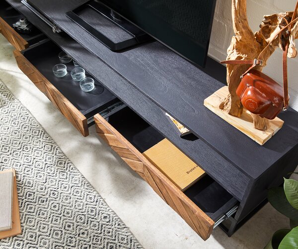 DELIFE TV szekrény Famke 200 cm mango teak 2 rekesz 3 fiók