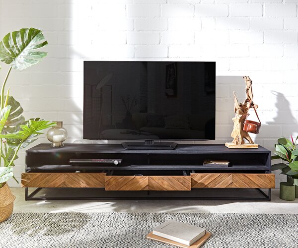 DELIFE TV szekrény Famke 200 cm mango teak 2 rekesz 3 fiók