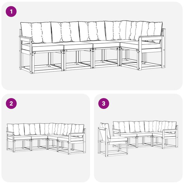 Kültéri kanapé szett párnával 5 pcs Természetes és fekete