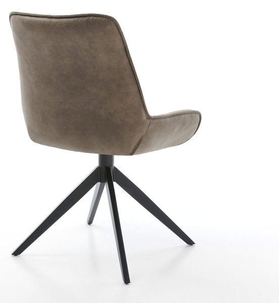 DELIFE Étkezőszék Taimi-Flex mikroszálas taupe vintage kereszt láb széles fekete 360° forgatható billenő funkció