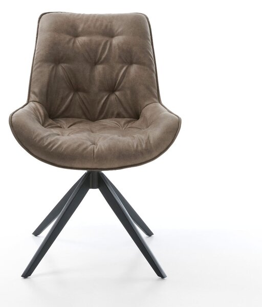 DELIFE Étkezőszék Taimi-Flex mikroszálas taupe vintage kereszt láb széles fekete 360° forgatható billenő funkció