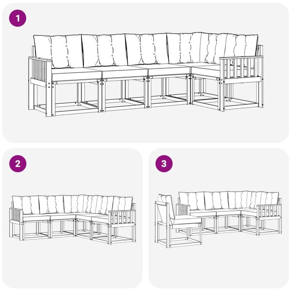 Kültéri kanapé szett párnával 5 pcs Természetes és bézs