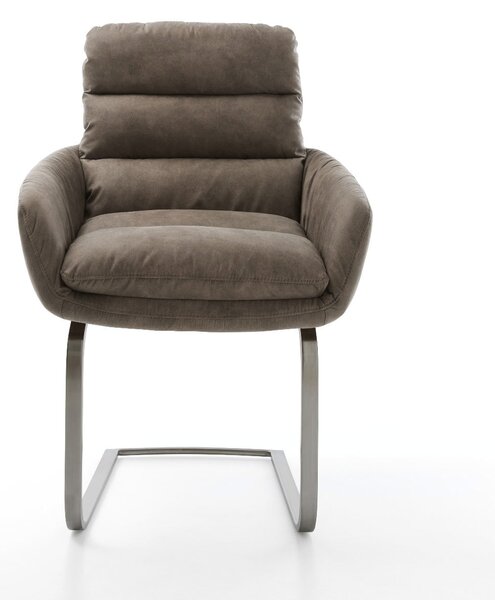DELIFE Étkezőszék Abelia-Flex karfás mikroszálas taupe vintage lapos freischwinger grafit