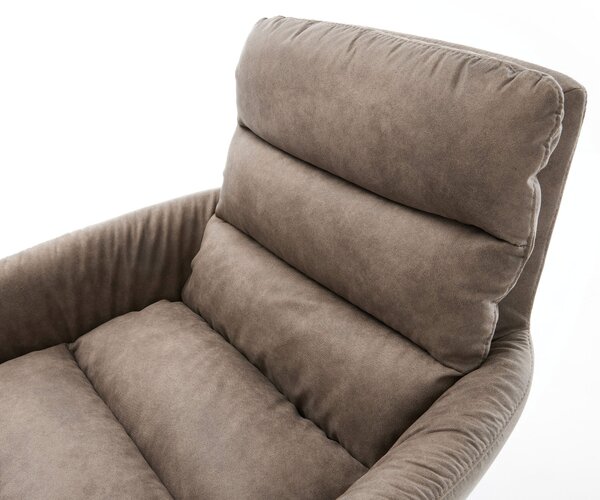 DELIFE Étkezőszék Abelia-Flex mikroszálas taupe vintage karfás széles grafit kereszt lábas 360° forgatható billenő funkció