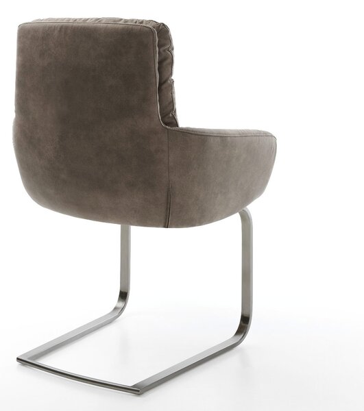 DELIFE Étkezőszék Abelia-Flex karfás mikroszálas taupe vintage lapos freischwinger grafit