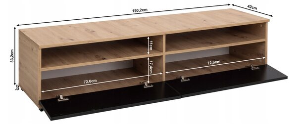 TV stolík Emar 150 - dub artisan/čierna