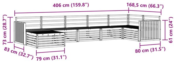 Kültéri kanapé szett 7 pcs Természetes