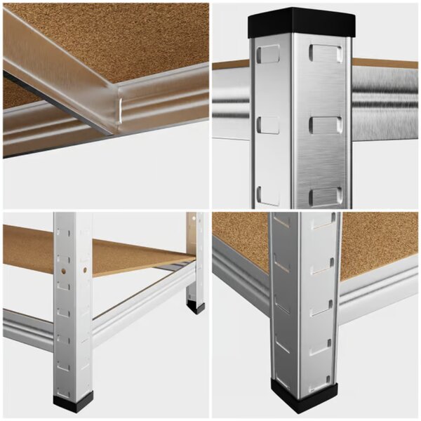 Nagy teherbírású HEAVY polc, max. 700 kg, 90x40x160cm, ezüst Monzana