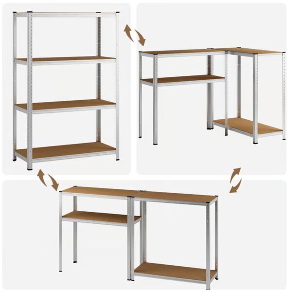 Nagy teherbírású HEAVY polc, max. 700 kg, 90x40x160cm, ezüst Monzana
