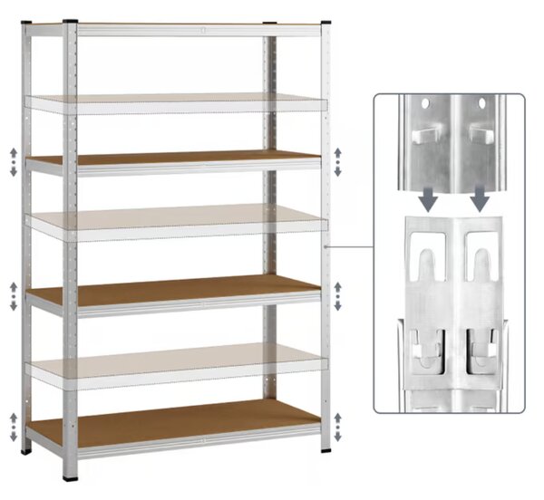 Nagy teherbírású HEAVY polc, max. 700 kg, 90x40x160cm, ezüst Monzana