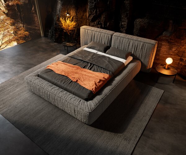DELIFE Kárpitozott ágy Coperti 140x200 cm bouclé ezüstszürke