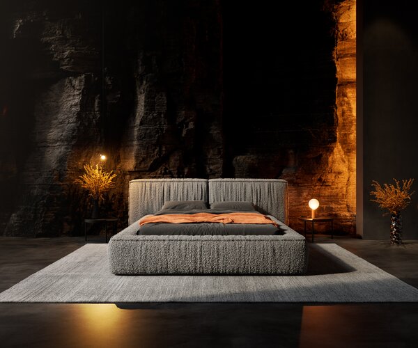 DELIFE Kárpitozott ágy Coperti 140x200 cm bouclé ezüstszürke