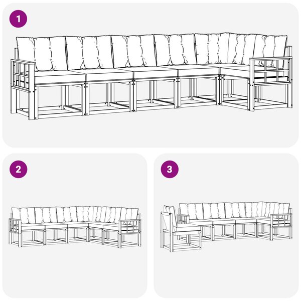 Kültéri kanapé szett párnával 6 pcs Természetes és bézs
