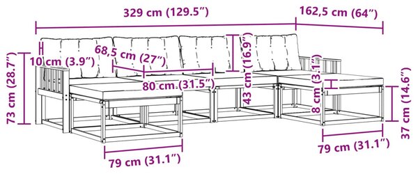 Kültéri kanapé szett párnával 6 pcs Fehér és Világosszürke