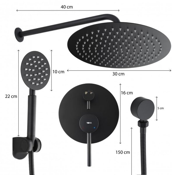 Erga Studio, rejtett zuhanygarnitúra esőfejjel 30 cm és i-BOX rendszerrel, fekete matt, ERG-YKA-BP.STUDIO 30 BLK