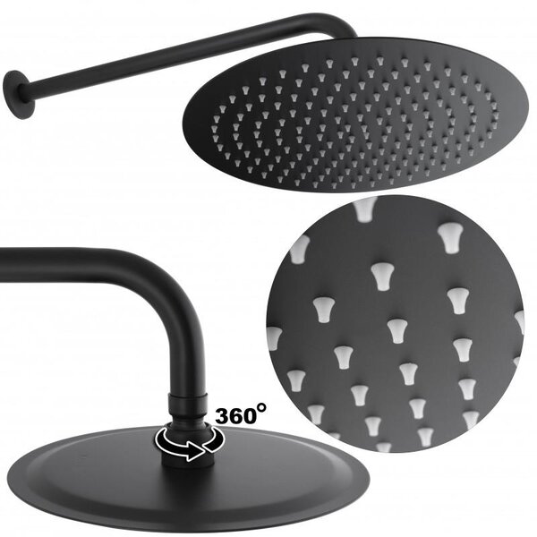 Erga Studio, rejtett zuhanygarnitúra esőfejjel 30 cm és i-BOX rendszerrel, fekete matt, ERG-YKA-BP.STUDIO 30 BLK