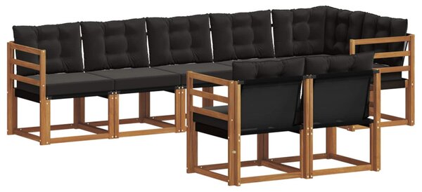 Kültéri kanapé szett párnával 8 pcs Természetes és fekete