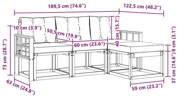 Kültéri kanapé szett párnával 4 pcs Fehér és Bézs