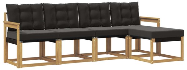 Kültéri kanapé szett párnával 5 pcs Fehér és Fekete