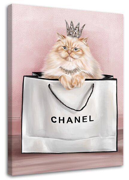 Gario Vászonkép Macska a Chanel táskában Méret: 40 x 60 cm