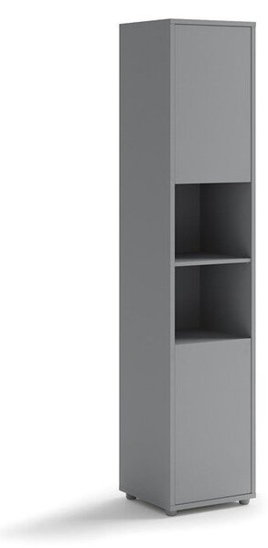 Könyvespolc Concept Lenart III, Ajtókkal, Zárt, Fiókokkal, Laminált forgácslap, 218x45x46cm, Szürke