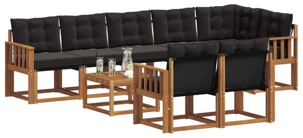 Kültéri kanapé szett párnával 9 pcs Természetes és fekete