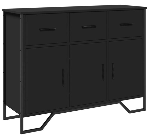 Fekete szerelt fa tálalószekrény 97 x 32,5 x 74,5 cm