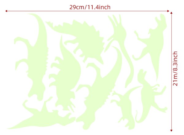 Foszforeszkáló matrica "Dinoszauruszok" 9 db