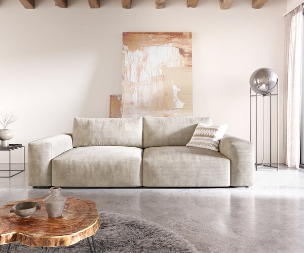 DELIFE Nagy kanapé Lanzo XL 270x130 cm kordbársony bézs